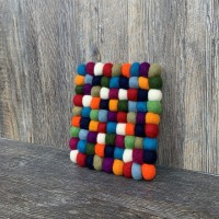 Felt Multi Color Ball Square Trivet